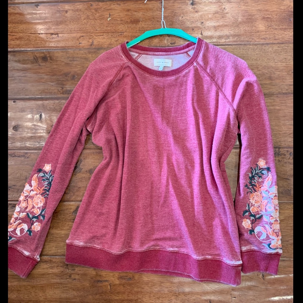 Lucky Brand Heathered Red embroidered sweatshirt